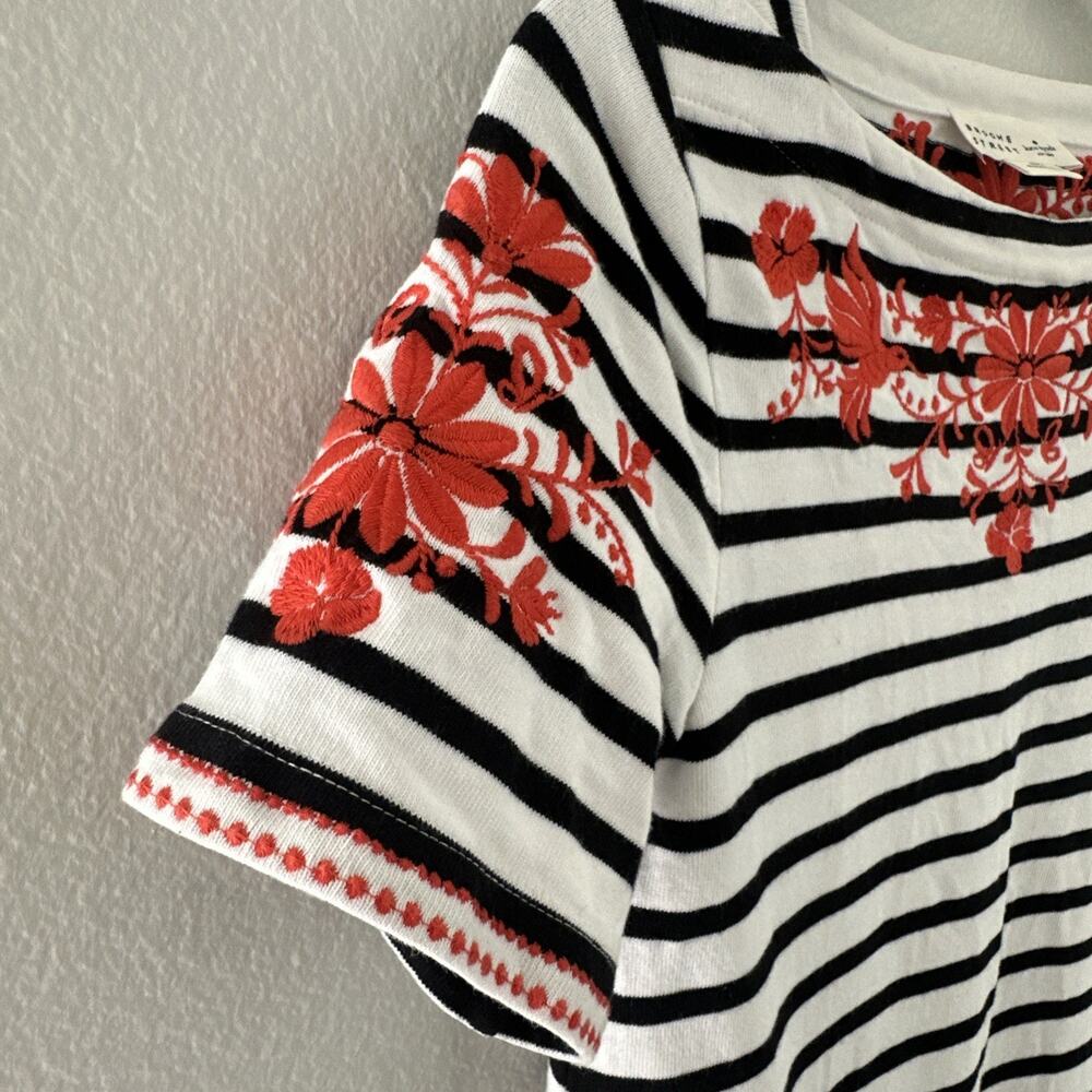 Kate Spade Broome Street Black And White Striped Embroidered Mini Dress Size S - Picture 3 of 13